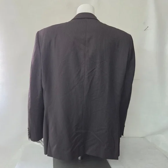 Calvin Klein Suit Men 50R Dark Brown Pinstripe Wool 2 Button Professional Formal